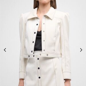 Cinq a Sept Ciara white leather crop jacket